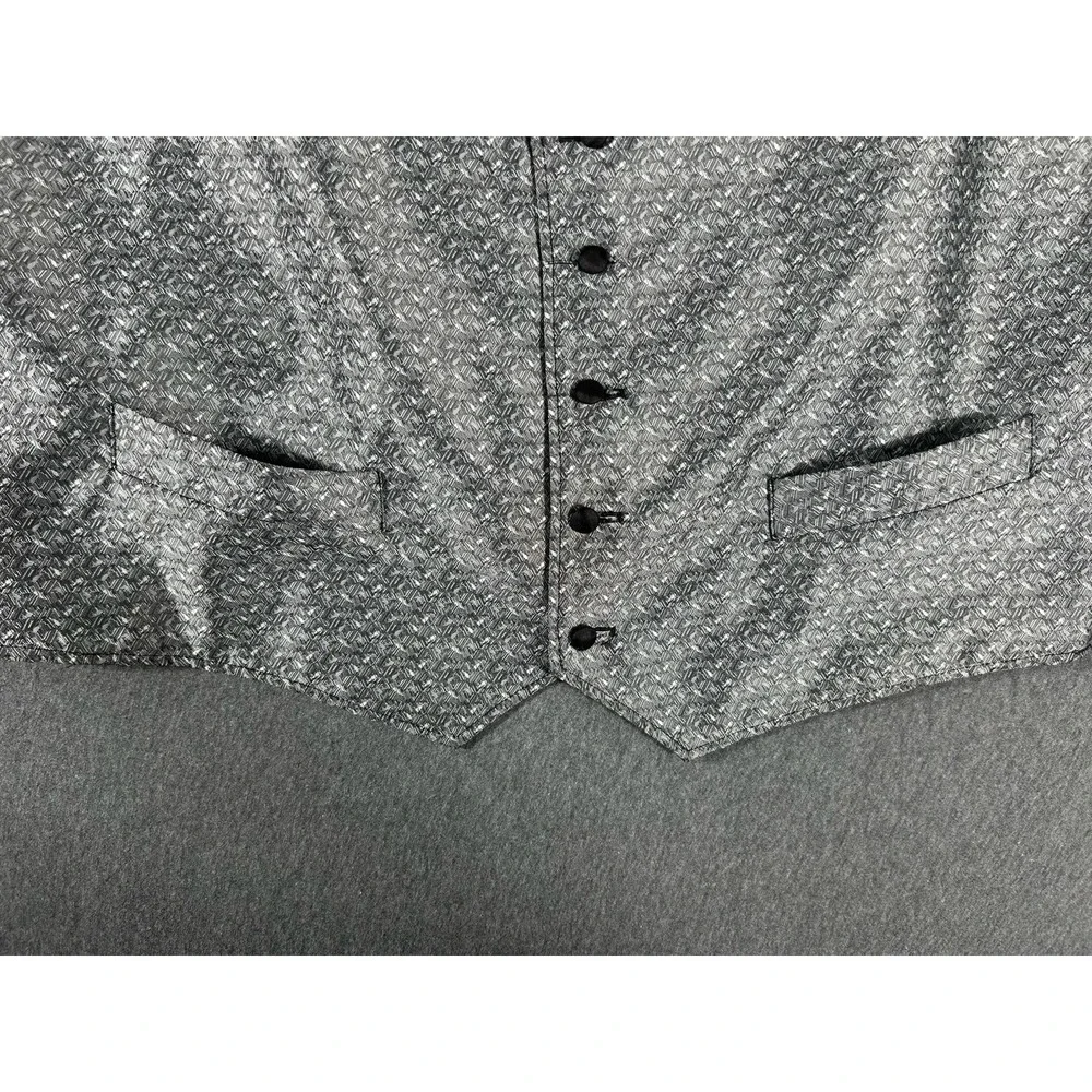 Wah Maker Frontier Clothing Silver Patterned‎ Vest Made In USA Size XL